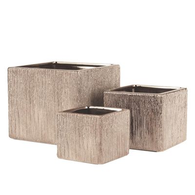 4" x 4" x 4" ETCH COPPER CERAMIC CUBE SQUARE