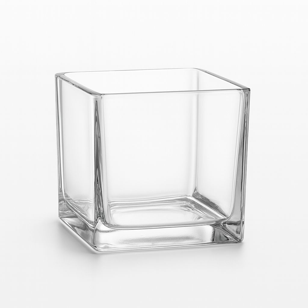 5" X 5" X 5" CLEAR GLASS CUBE SQUARE VASE