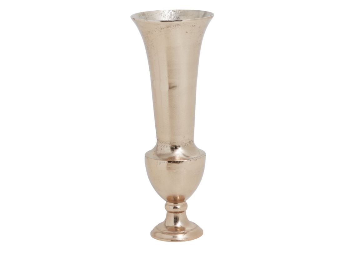 31.75”H X 11.5” CHAMPAGNE METAL RIELA TRUMPET VASE (AD)