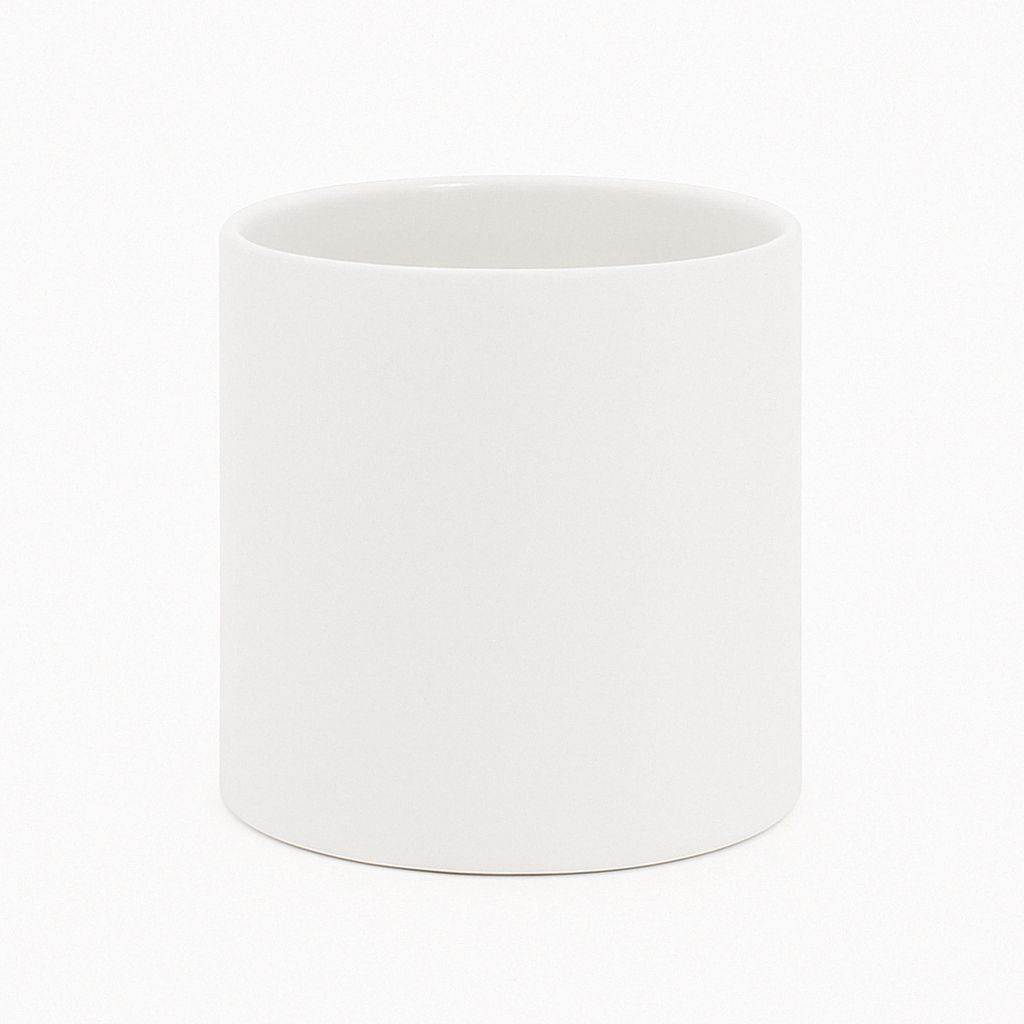 6.5"H X 7" MATTE WHITE CERAMIC CYLINDER VASE PLANTER
