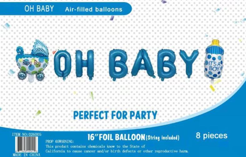 BLUE "OH BABY" BALLOON BANNER