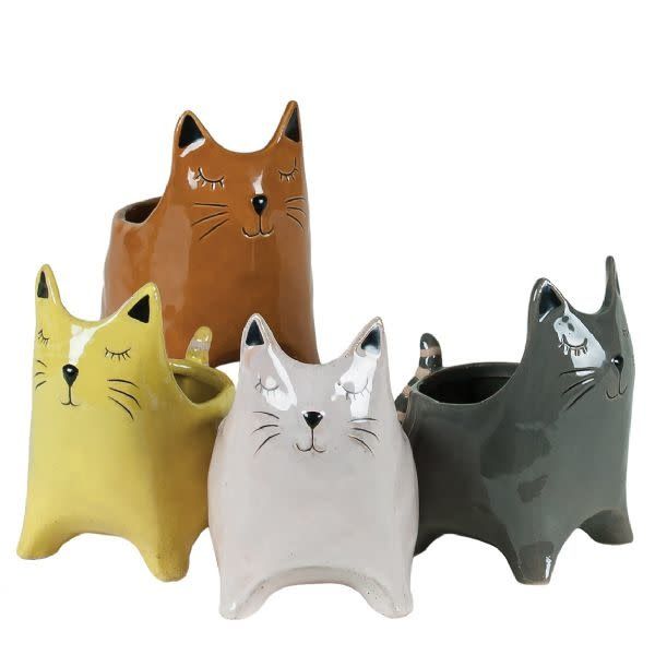 4.75'' X 4.25" X 3" ROUND CAT SHAPED POTTERY , reg $7.99
