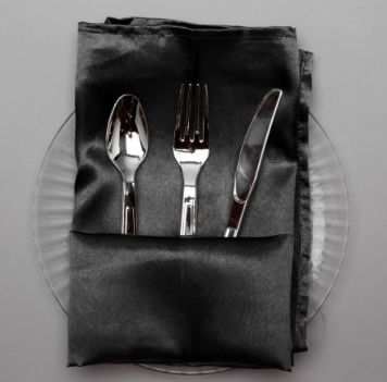 20" x 20" 6 BLACK SATIN NAPKINS