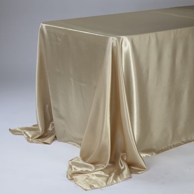 90 X 132" CHAMPAGNE RECTANGLE SATIN TABLECLOTH