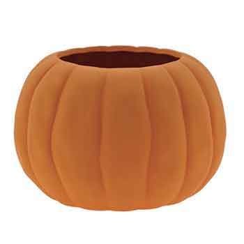 5"H X 7”D (4.5”OPEN ) MATTE ORANGE CERAMIC PUMPKIN VASE