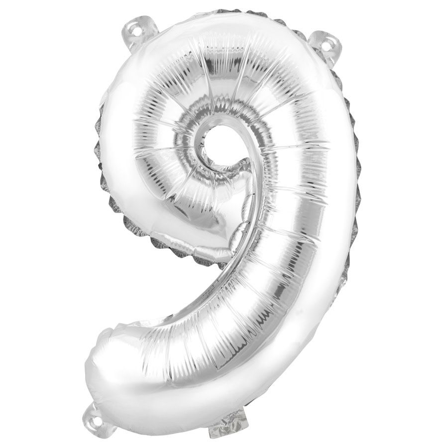 16'' SILVER MYLAR BALLOON #9. reg price $1.00
