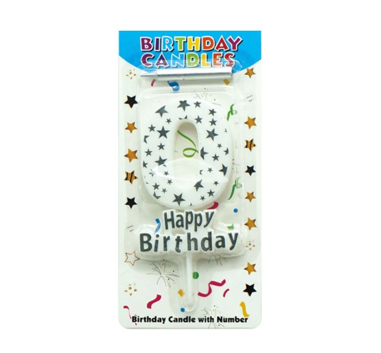 HAPPY BIRTHDAY CANDLE, SILVER #0