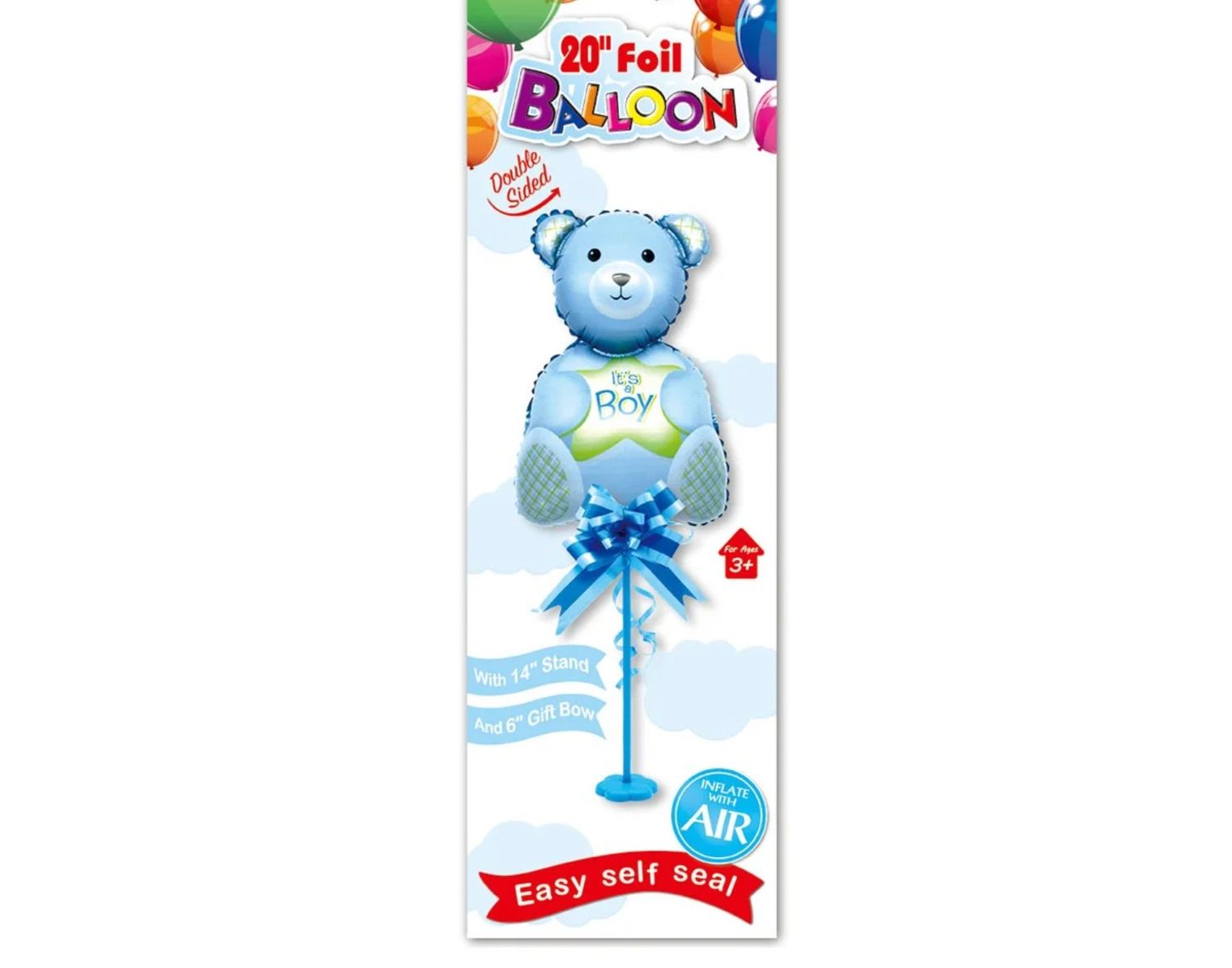 14'' FOIL BALLOON BLUE BEAR ON STAND reg $1.99