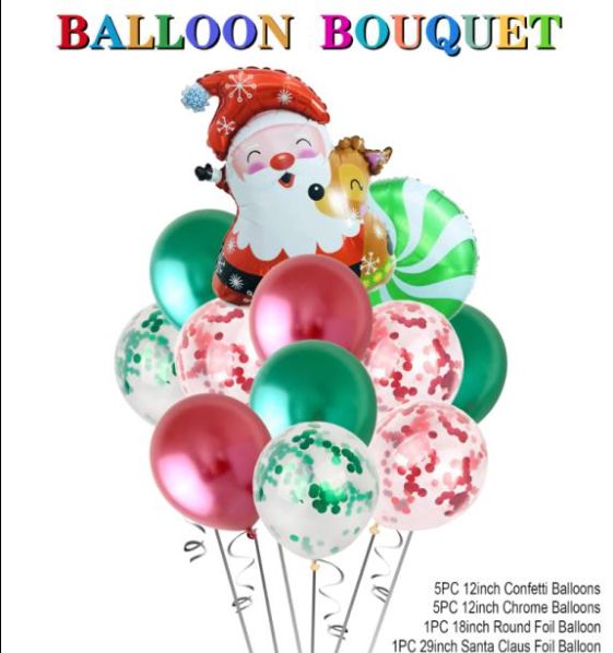 12 PC SANTA BALLOON BOUQUET