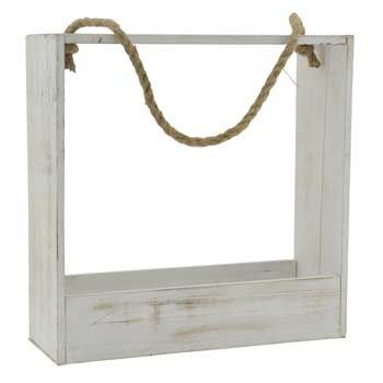 WHITEWASH WOOD HANGING CUBE W ROPE, REG $6.99