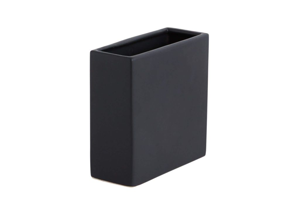 6”H X 2.25” X 6”L MATTE BLACK RECTANGLE URBAN PLANTER THROUGH VASE (AD)