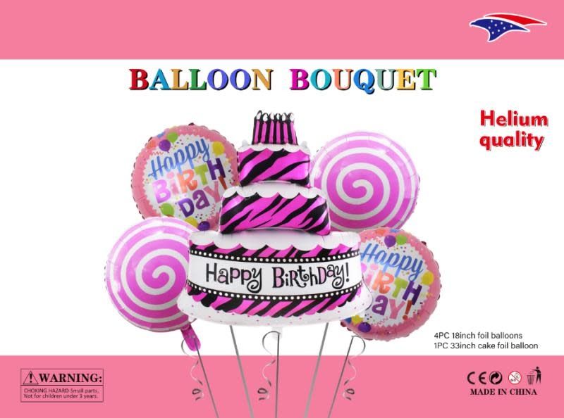 PINK CAKE BALLLOON BOUQUET