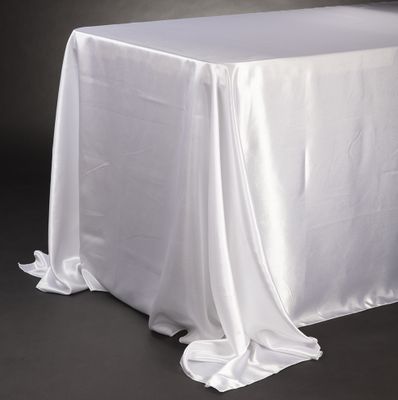 90 X 132'' RECTANGLE WHITE SATIN TABLECLOTH