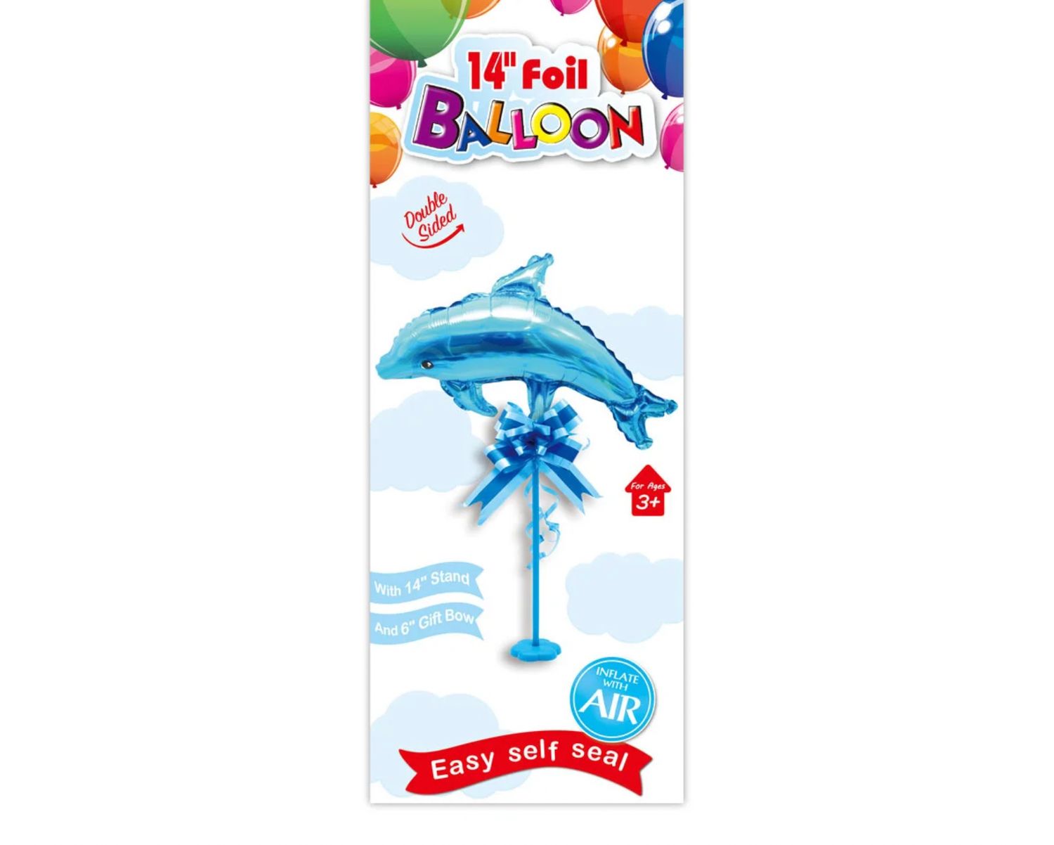 14'' FOIL BALLOON, DOLPHIN ON STAND reg $1.99