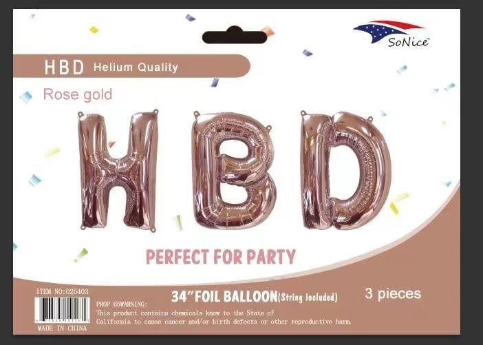 34'' ROSE GOLD HBD BALLOON BANNER reg $9.99