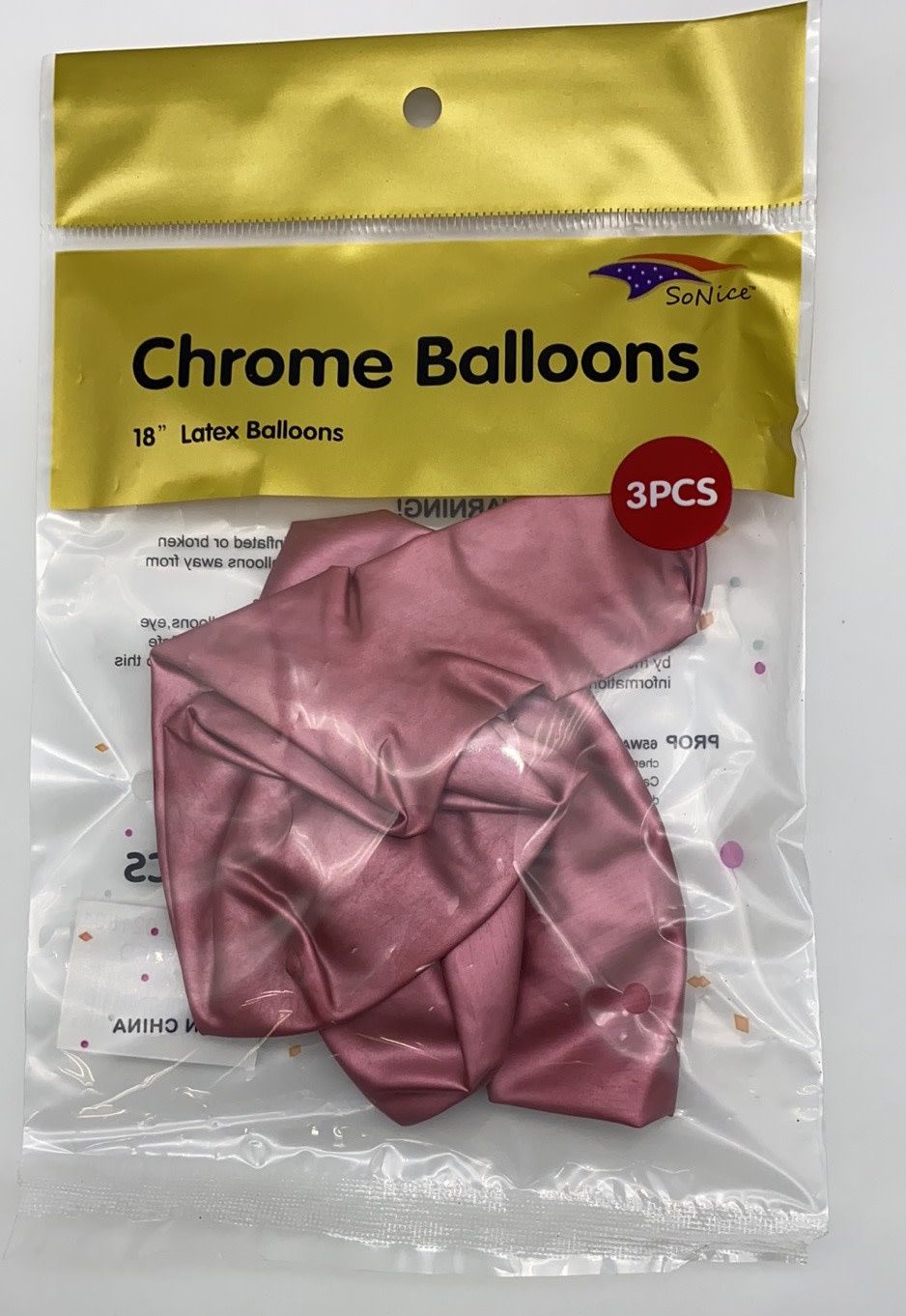 18'' CHROME BALLOON 3 PIECES RED