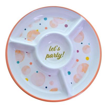 "LET'S PARTY" MELAMINE CHIP &amp; DIP TRAY, reg $7.99