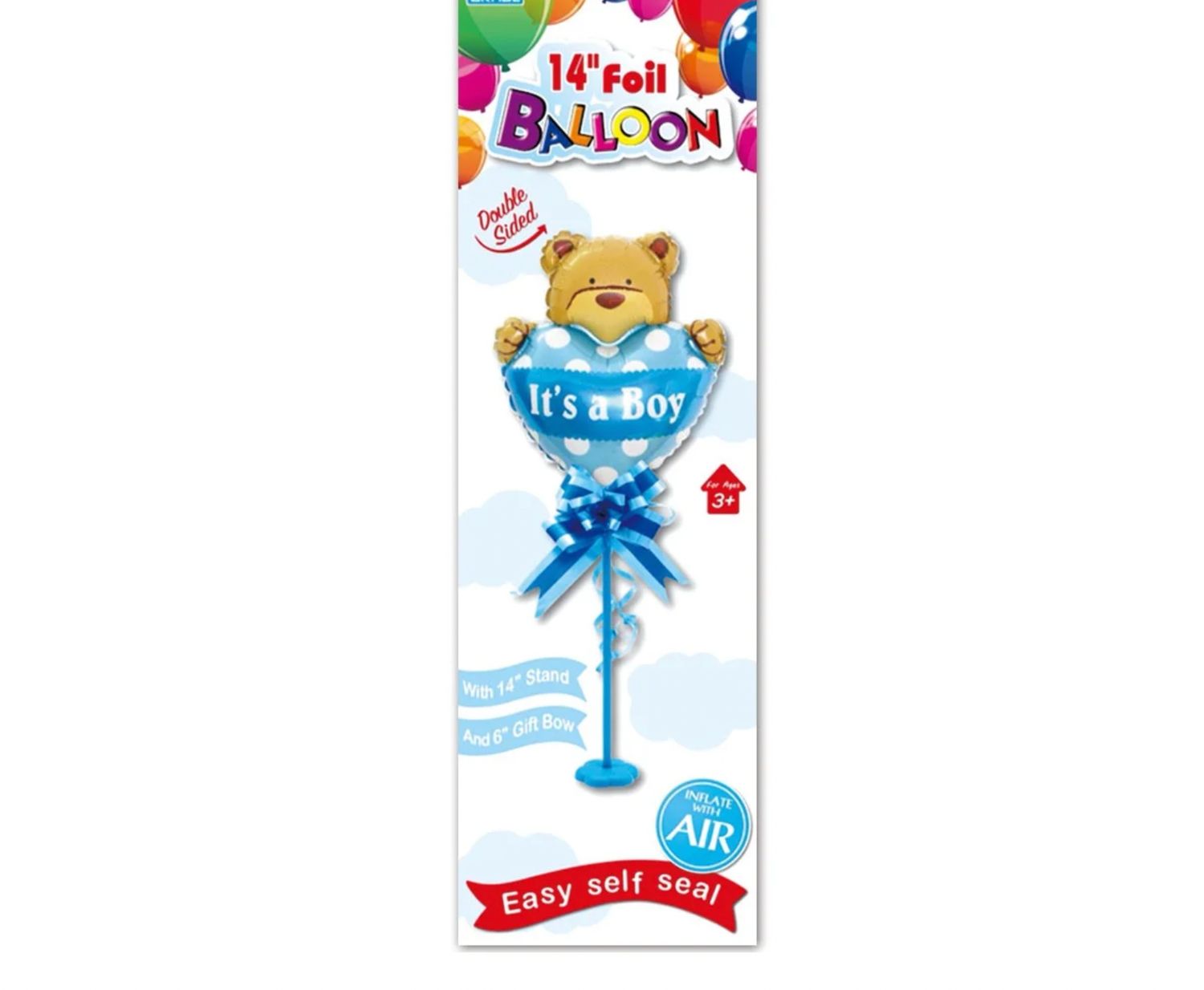 14'' FOIL BALLOON, IT'S A BOY, BEAR ON STAND breg $1.99
