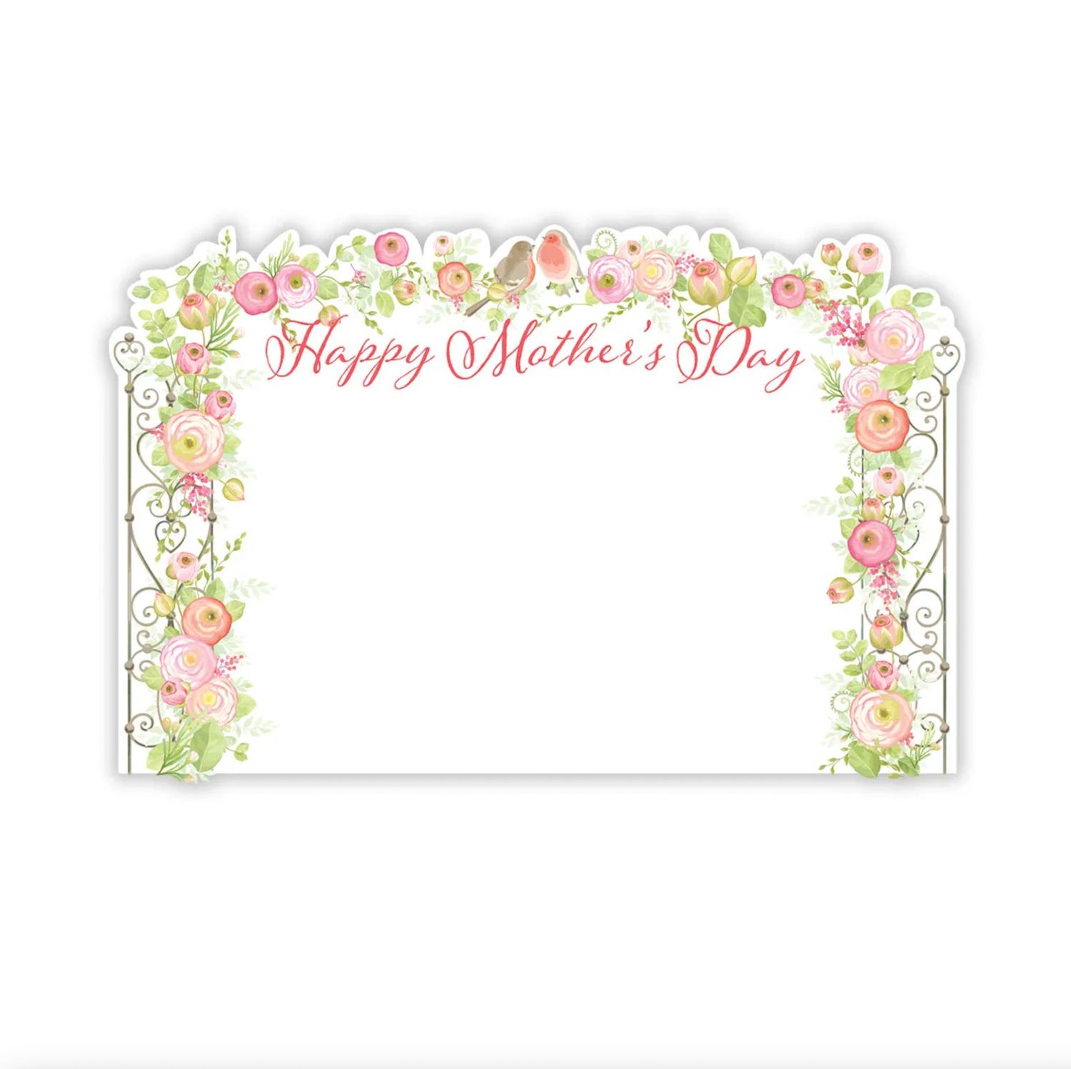 "Happy Mother's Day" Trellis with birds/ Die Cut Top Edge