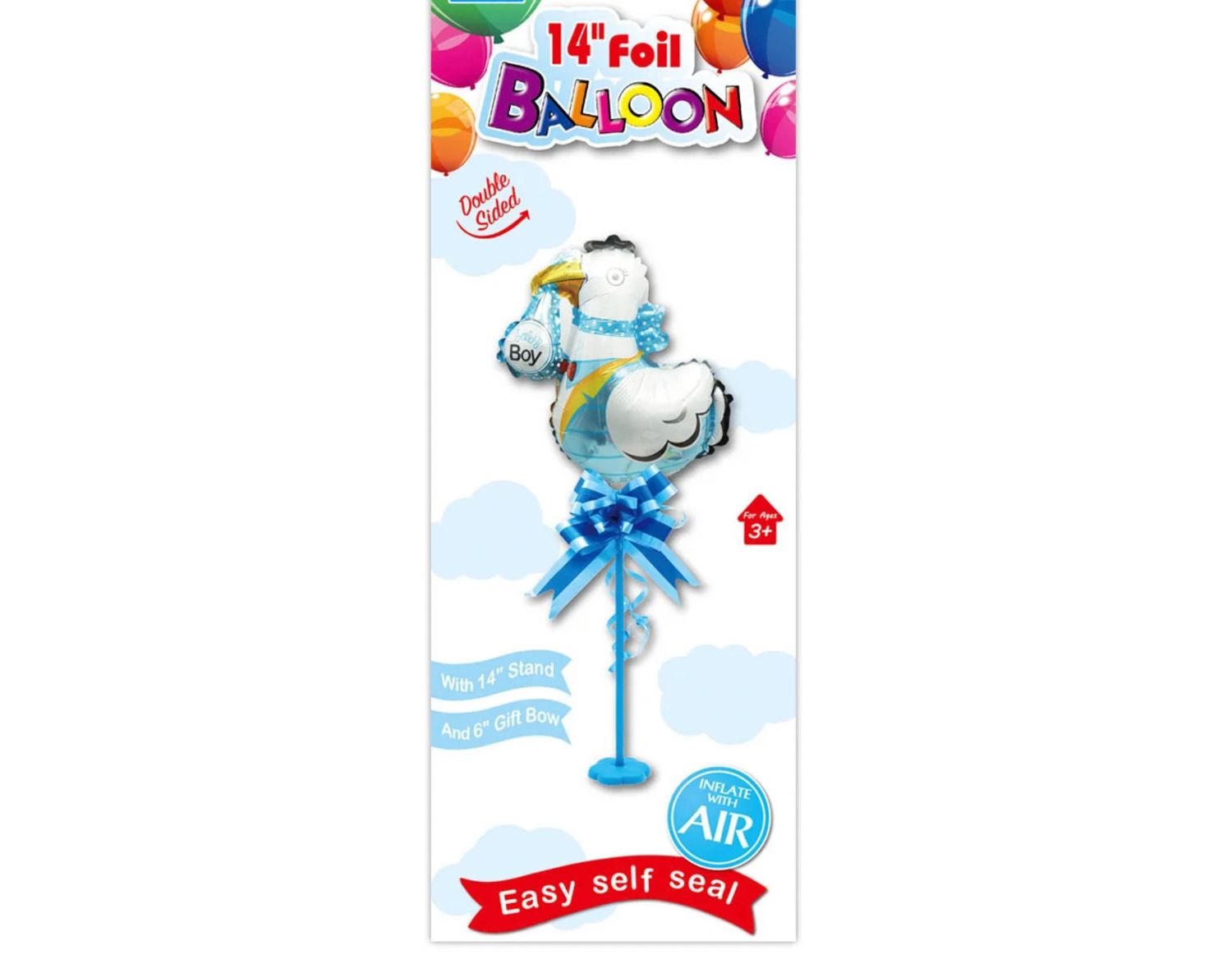 14'' FOIL BALLOON STORK ON STAND reg $1.99