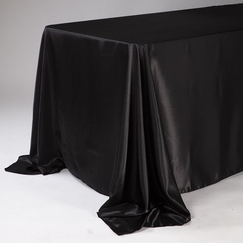 90 x 132'' BLACK RECTANGLE SATIN  TABLECLOTH
