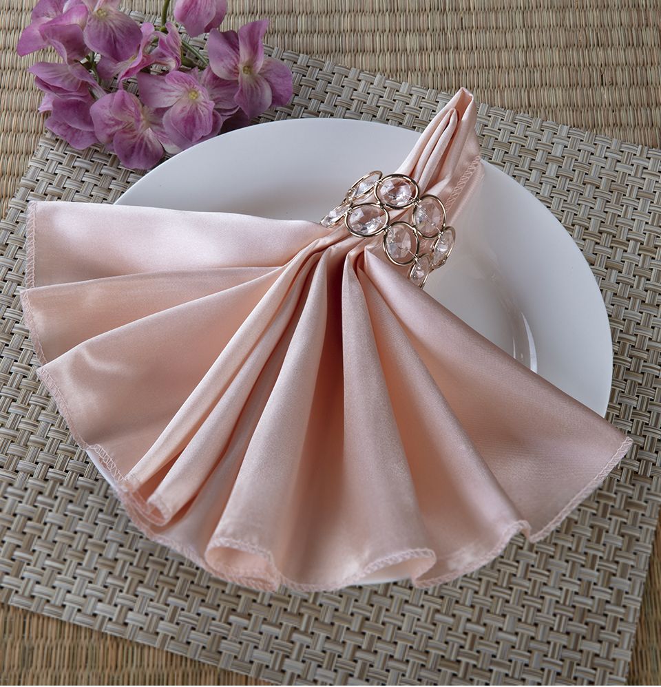 20'' BLUSH SATIN NAPKIN, 6 PCS