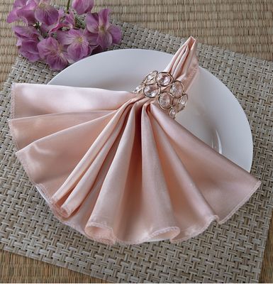 20'' BLUSH SATIN NAPKIN, 6 PCS