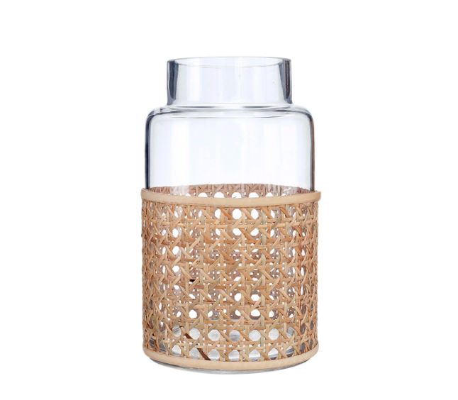 8.75”H X 5”  BOHO STYLE CANE BUD VASE