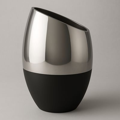 9.1”H X 5.75” BLACK BULLET WITH SILVER SLANT