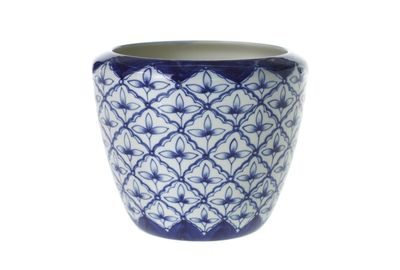 6”H X 7.25” BLUE CERAMIC ELEANOR VASE (AD)