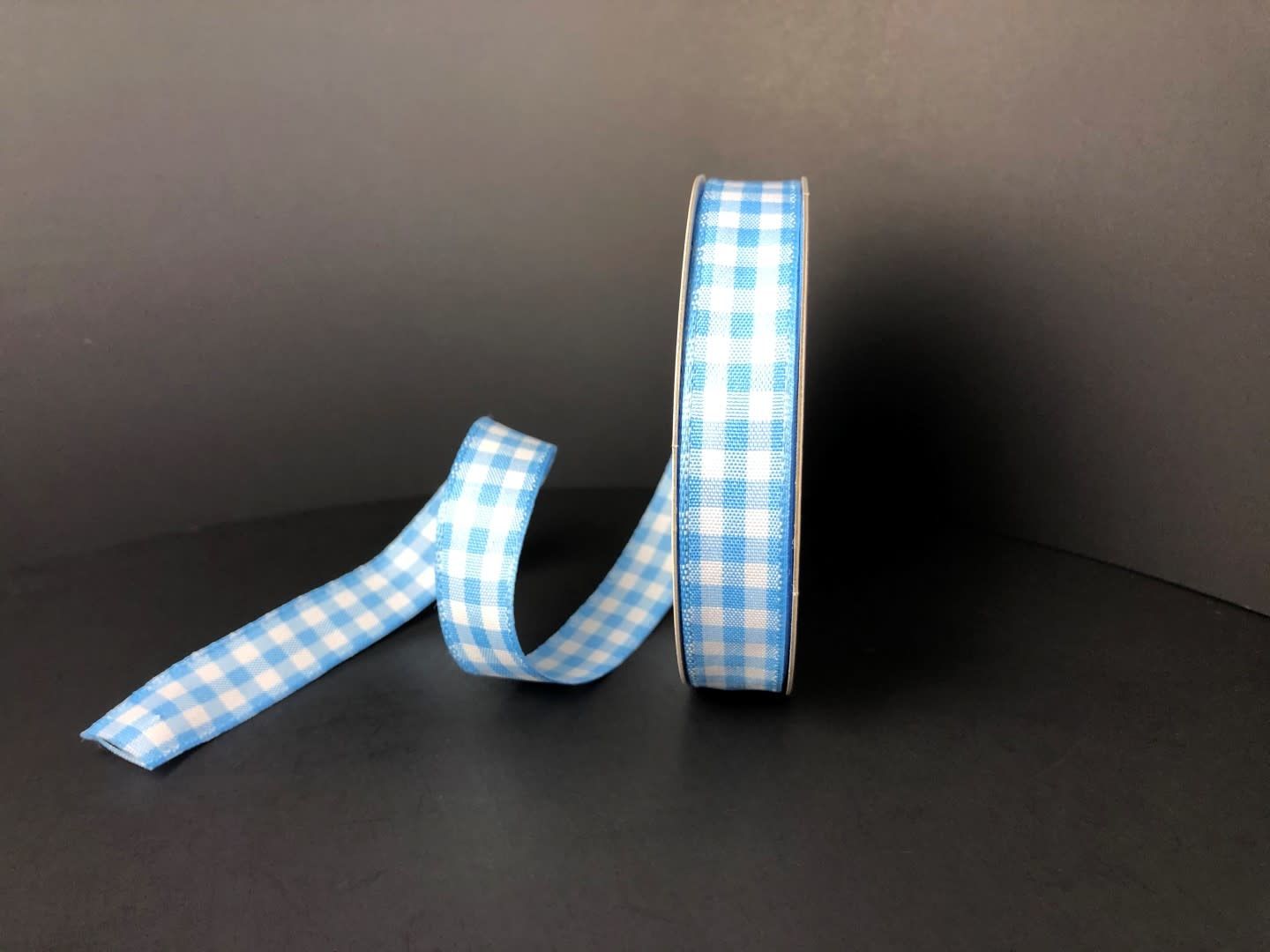 LT BLUE CHEX 5/8'' X 10 YDS