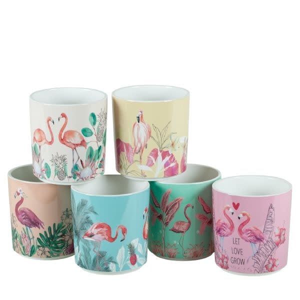 40% OFF WAS $10 NOW $6. 4.5" X 4.5" CERAMIC FLAMINGO POTTERY (PRICE PER EACH, BOX HAS ASSORTMENT)