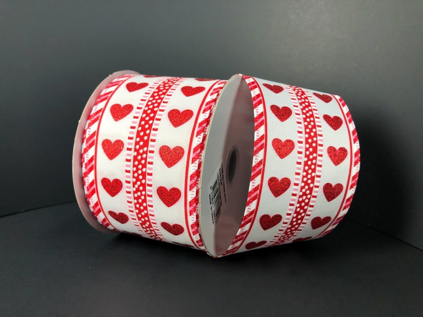 GLITTER HEARTS RIBBON 2.5'' X 10 YDS, REG $8.99