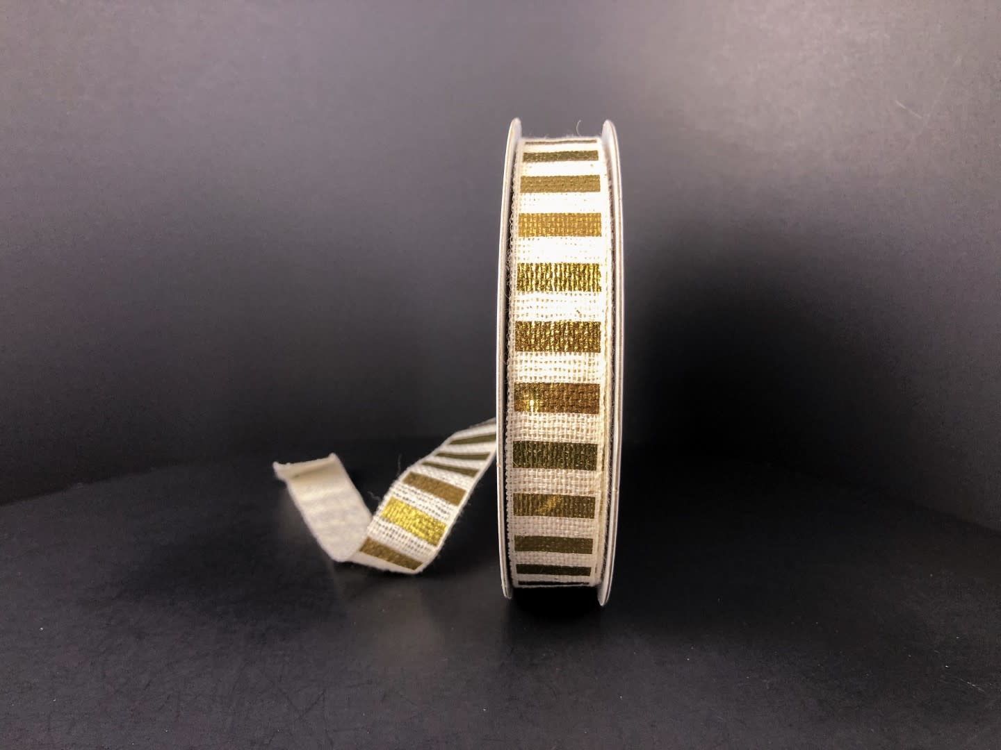 IVORY SOFT BRLP/GLD STRPS, 5/8"X10Y