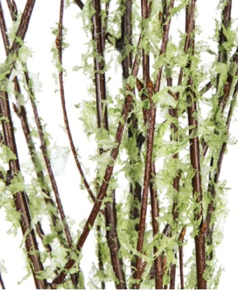 3' - 4' BIRCH BRANCH BASIL GREEN FLOCKED, 4-5 stems