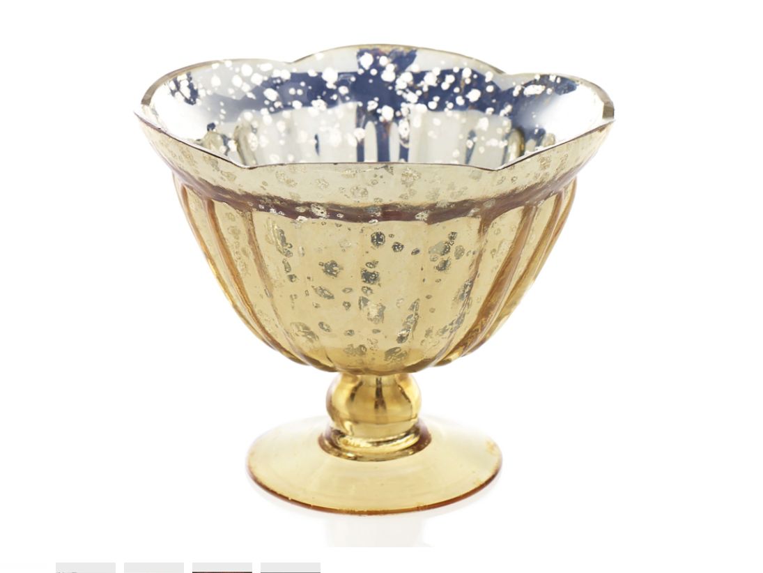 5.25"h x 6" GOLD CARRAWAY GLASS COMPOTE (AD)