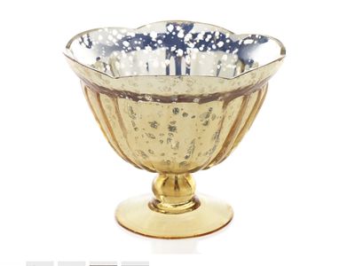 5.25"h x 6" GOLD CARRAWAY GLASS COMPOTE (AD)