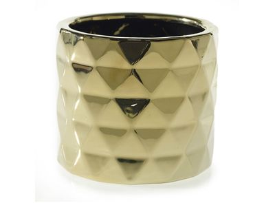 5”H X 5.75” GOLD CERAMIC ARCHITECT POT (AD)