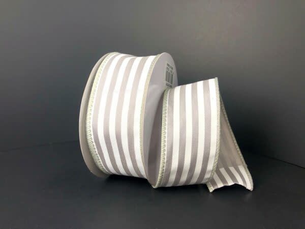 SILVER STN/WHT CABANA STRIPES 1.5'' X 10YDS