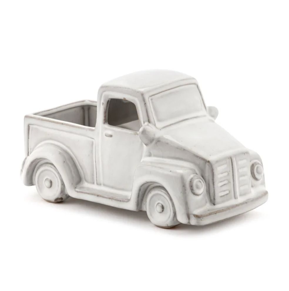 4.25"H X 7.25" CERAMIC WHITE ANTIQUE TRUCK PLANTER, reg $19.99
