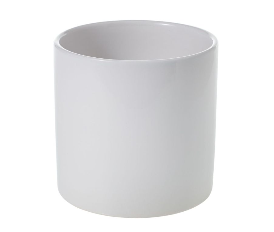6.25”H X 6.5” GLOSSY WHITE CERAMIC CERCLE POT
