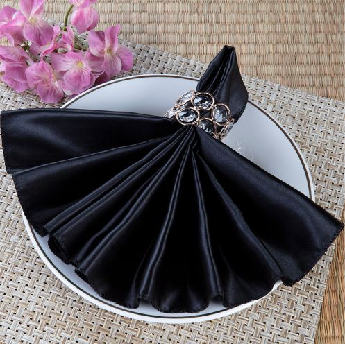 20'' BLACK SATIN NAPKIN, 6 PCS