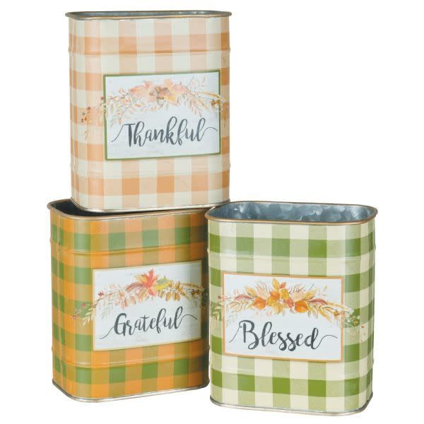 6"H X 5" X 3.25" METAL RECTANGLE WORDED VASE