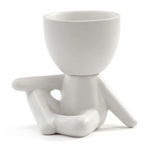 4"H X 2.5" W x 2.5"L MATTE WHITE CERAMIC POT HEAD SITTING