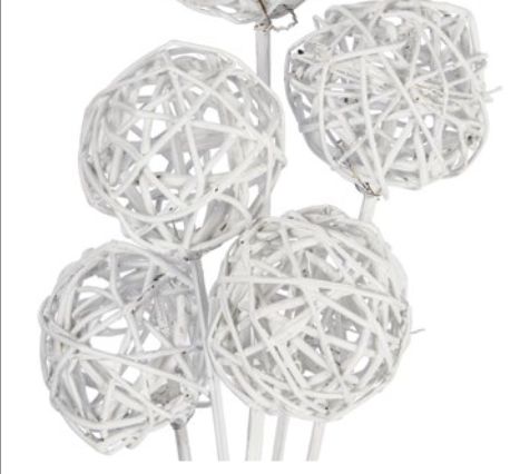 WHITE BRANCH BALLS, 5 PC, 2.5" - 3.5"