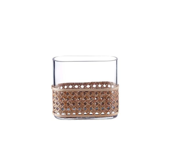 9”H X 7”L X 3”W BOHO STYLE CANE VASE