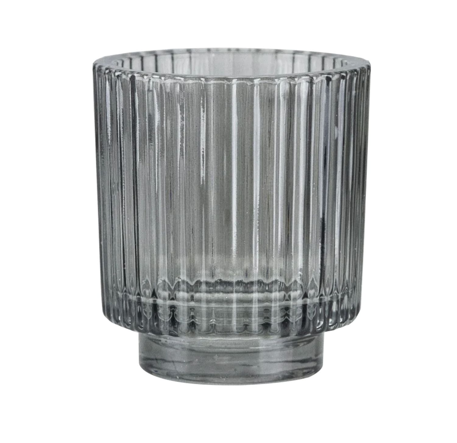 4”H X 3.75” SMOKED GLASS TEALIGHT VOTIVE CANDLE HOLDER