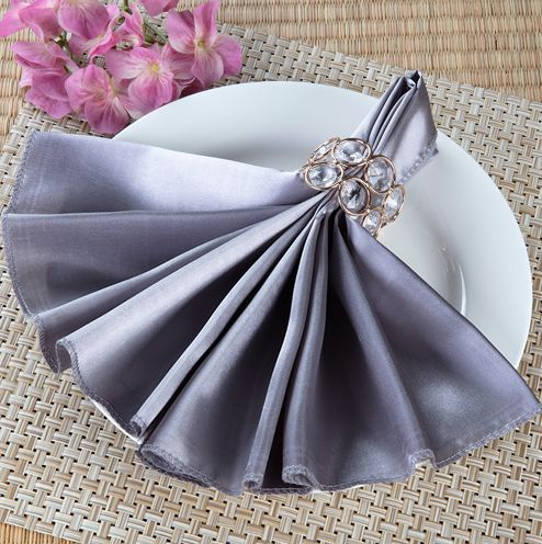 20'' SILVER SATIN NAPKIN, 6 PCS