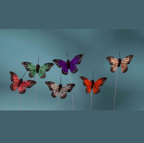 2.5'' ASSORTED FEATHER BUTTERFLIES
