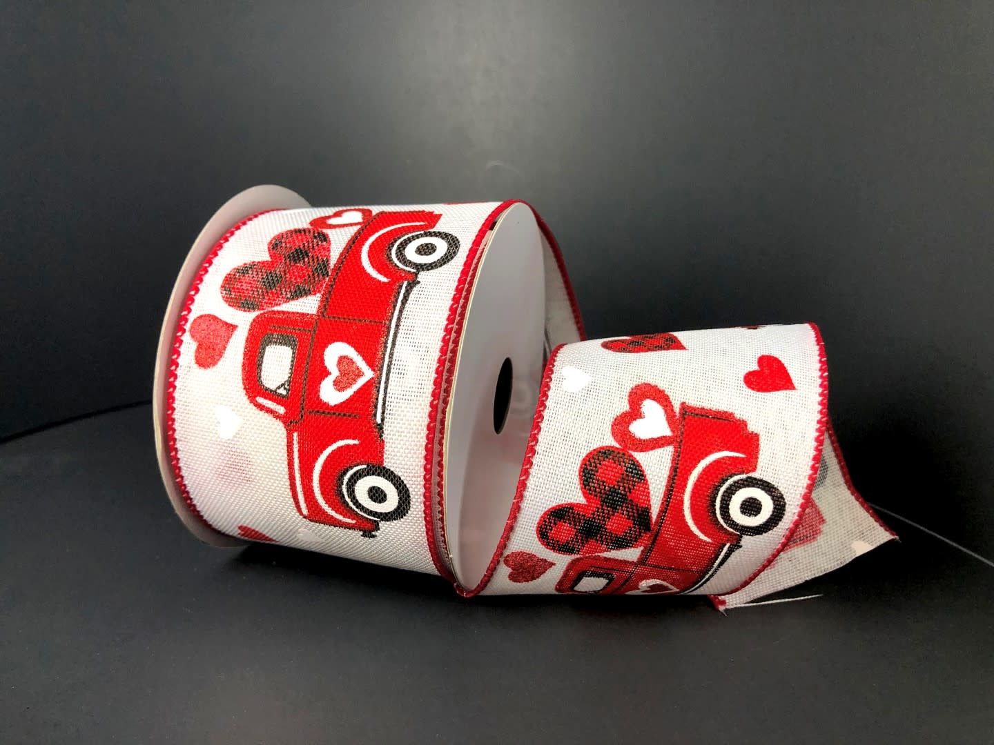 2.5"X10YARDS WHT LINEN/RED TRUCKREG $8.99